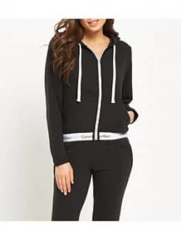 Calvin Klein Modern Cotton Lounge Zip Through Hooded Top - Black