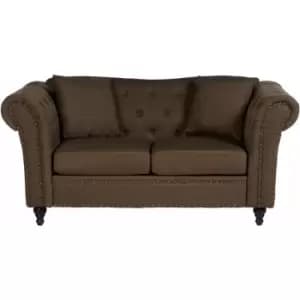 Premier Housewares Small Couch 2 Seater Sofas for Living Room Chesterfield Styled Two Seater Sofa Finishing Natural Fabric Sofa 2 Seater Stud Detail