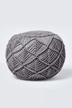Macrame Knitted Pouffe 35 x 40 cm