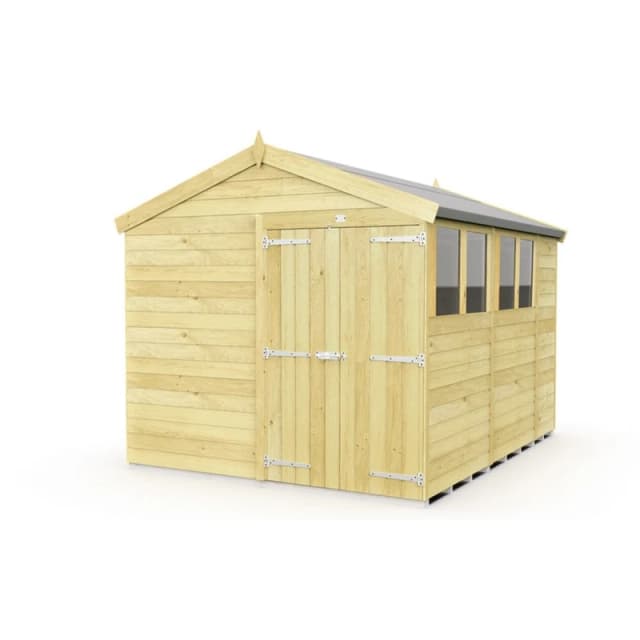 Buttercup Farm 8 x 10 Feet Apex Shed - Double Door W/ Windows - L302 x W231 x H217cm in Brown Brown Unisex