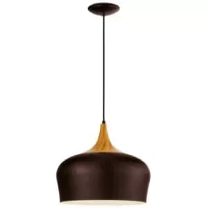Obregon - 1 Light Dome Ceiling Hanging Pendant Brown, Oak, E27 - Eglo