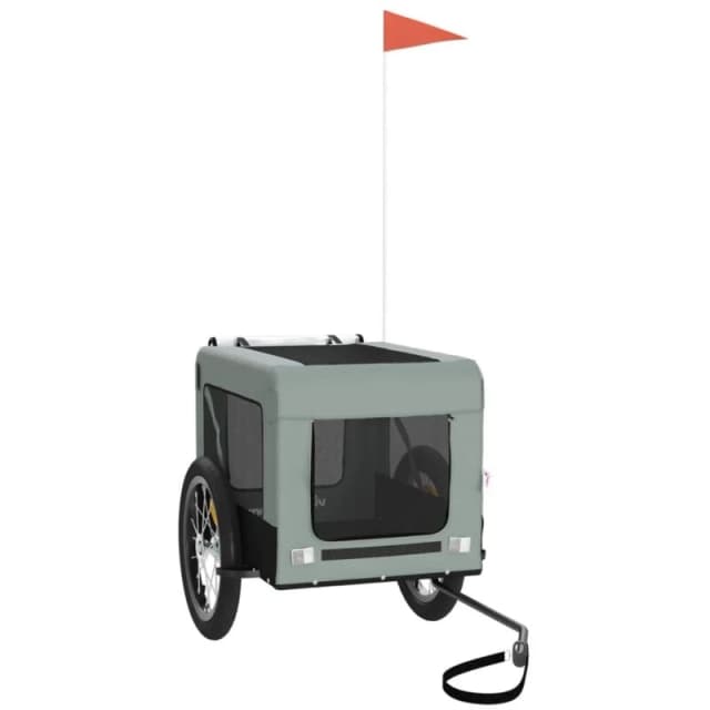 vidaXL Pet Bike Trailer Grey and Black Oxford Fabric&Iron, Grey 93916