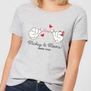 Disney Mickey Mouse Love Hands Womens T-Shirt - Grey - 3XL