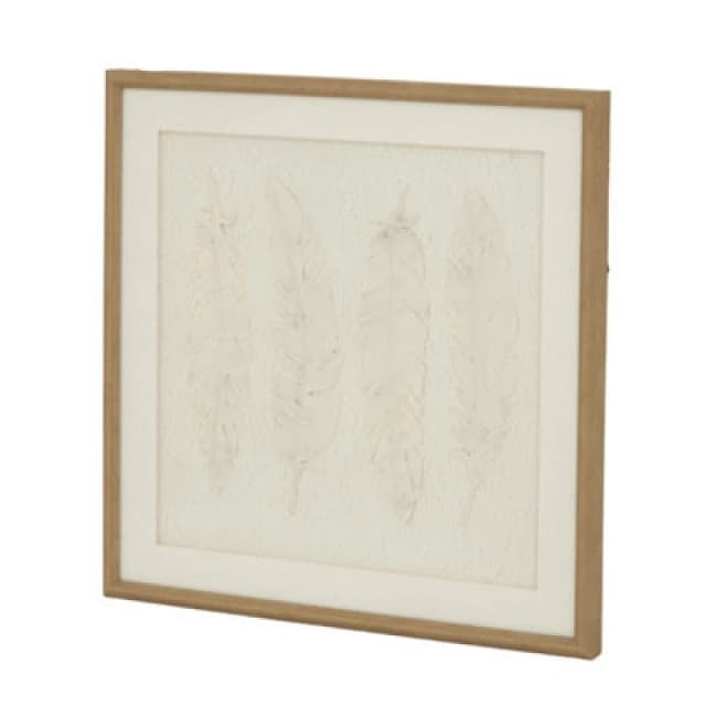 Hill Interiors Alta Feathers Art Mounted In Beaded Frame - Wood - L2 X W50 X H50 Cm - Brown