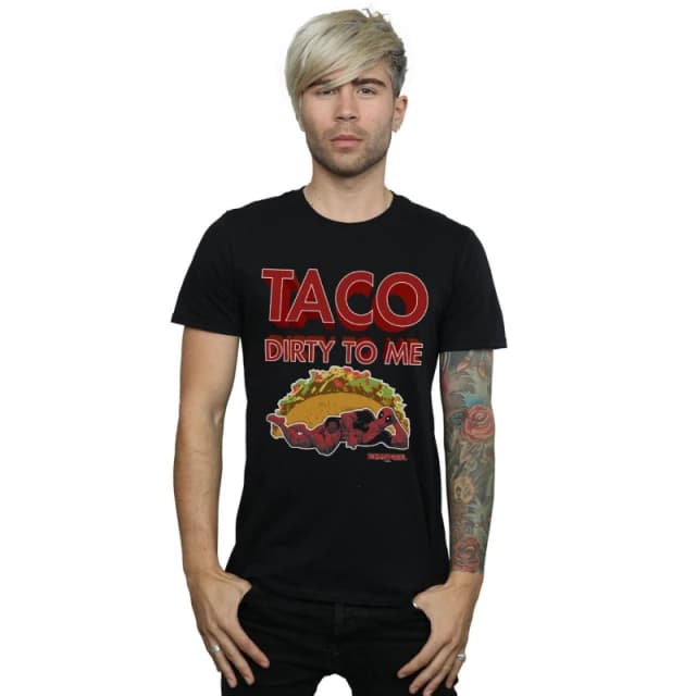 Marvel Marvel Men Deadpool Taco Dirty To Me T-Shirt in Black Size: Small Black S Male 5059308628091
