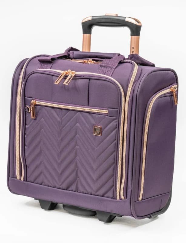 Gino Ferrari Biella 14" Soft Shell Cabin Case Under Seat Flight Bag Wheeled Luggage in Purple Size: Mini Cabin Purple Unisex Mini Cabin