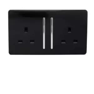Trendi 2 Gang 13 Amp Switched Socket Long Rocker, Pack of 3 - Black