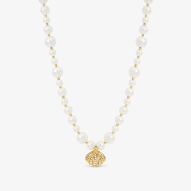 Inicio Pearl and Crystal Shell Necklace - Gift Pouch Gold female One Size