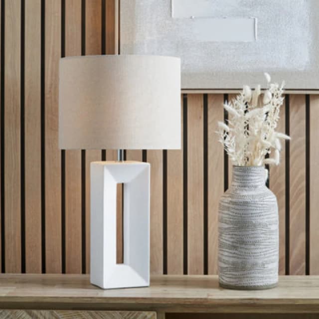 Pacific Lifestyle Block White Ceramic Tall Table Lamp