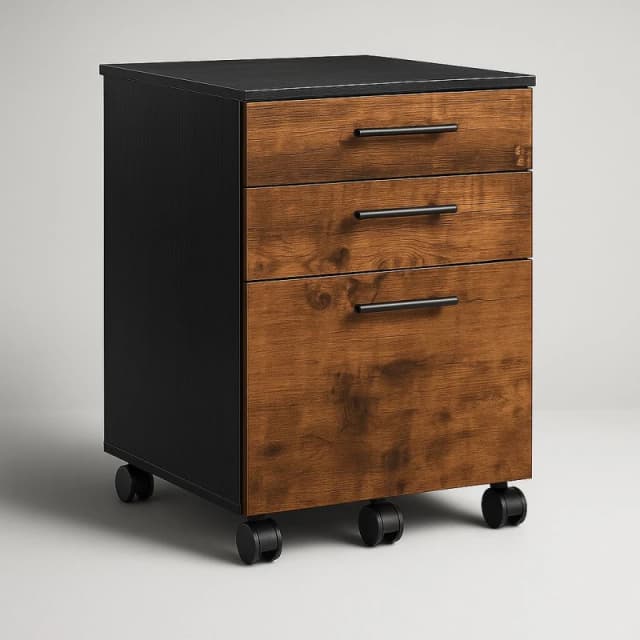 Rafaelo Mobilia 3 Drawer Filing Cabinet With Lockable Wheels in Brown Brown Unisex