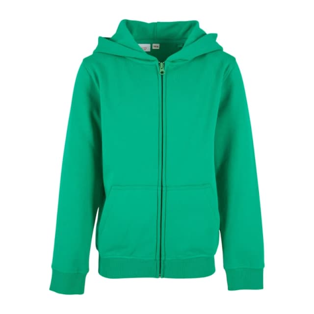 Build Your Brand Basic Full Zip Hoodie in Light Green Size: 11-12 Years Light Green Unisex 11-12 Years