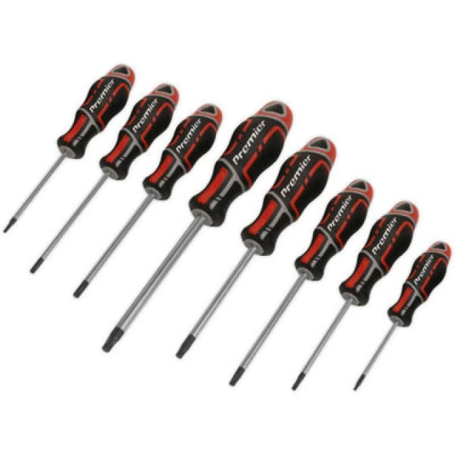 Loops 8 PACK Premium Soft Grip Screwdriver Set - TRX Star Security Various Sizes RED Multi