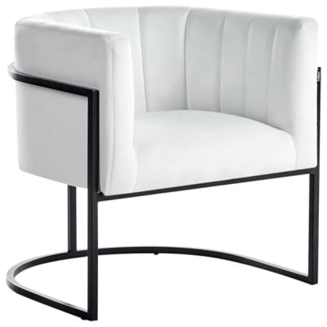 Beliani Velvet Armchair White Larvik Ii