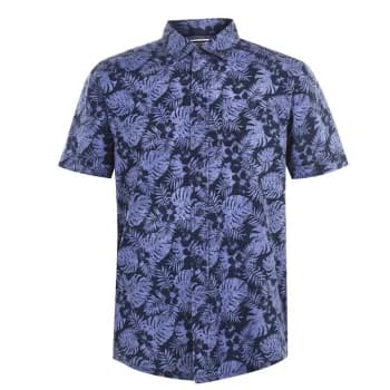 SoulCal Short Sleeve AOP Shirt Mens - Navy Leaf