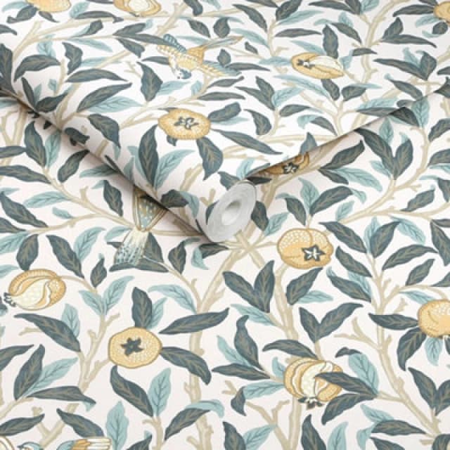 William Morris At Home Bird & Pomegranate Cloudy Blues Wallpaper