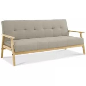 Langford Cream Sofa bed with Oak colour wood