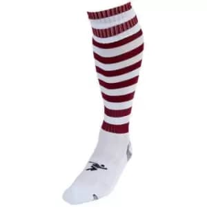 Precision Childrens/Kids Pro Hooped Football Socks (12 UK Child-2 UK) (White/Maroon)