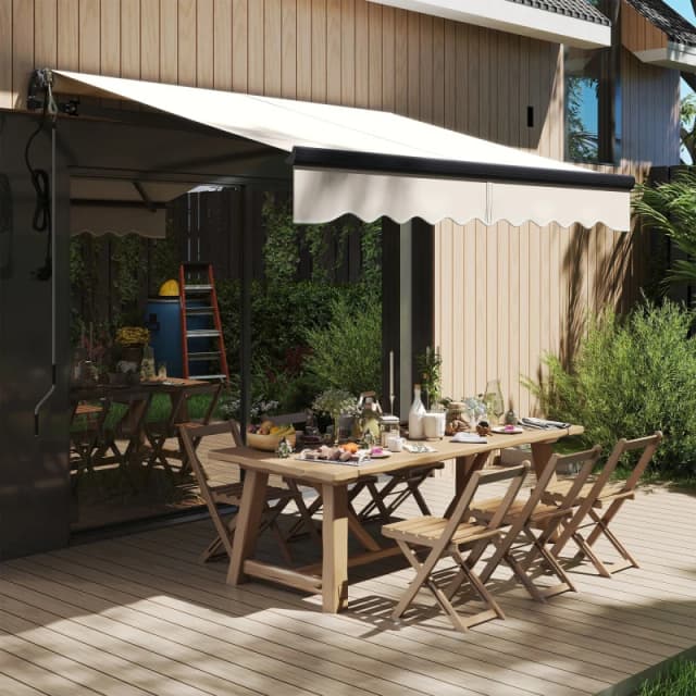 Outsunny 2.5 x 2m Electric Retractable Awning w/ Aluminium Frame - Beige TJ Hughes 5063603686632