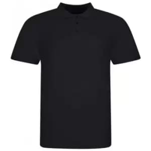Awdis Mens Piqu Cotton Short-Sleeved Polo Shirt (L) (Deep Black)