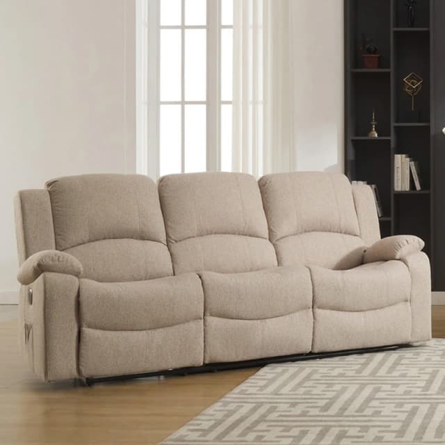 Artemis Home Marldon 3 Seat Reclining Sofa in Beige Beige Unisex