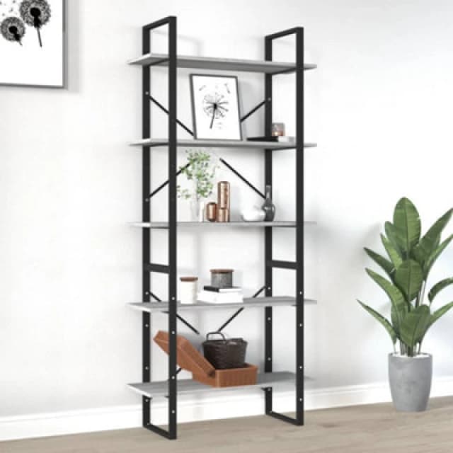 Vidaxl 5-tier Book Cabinet Grey Sonoma 80X30X175cm Engineered Wood, Grey 3114017