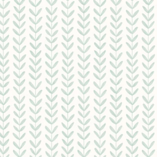 Hoopla Walls Ditsy Leaf Stripe Duckegg Wallpaper