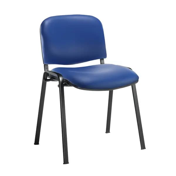Taurus Stackable Waiting Room Chair with No Arms - Black Frame - Ocean Blue vinyl
