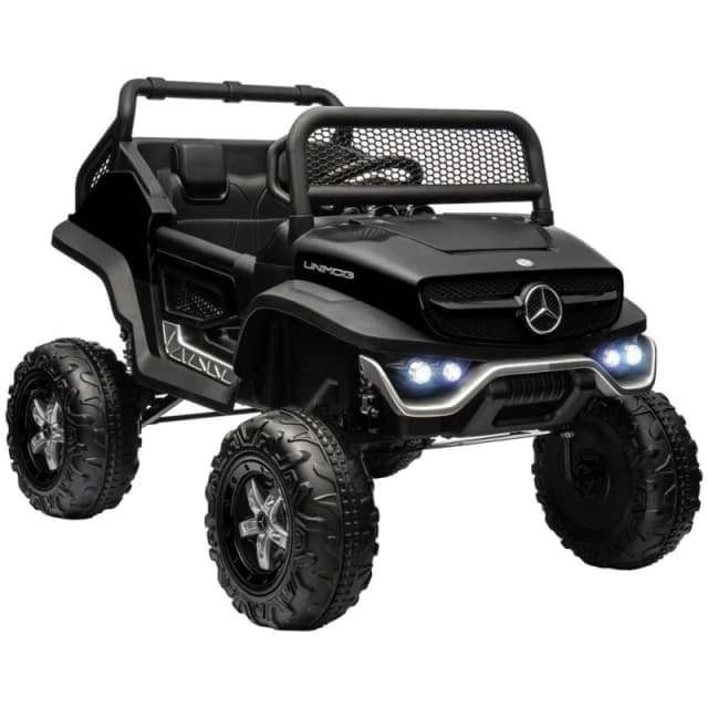 HOMCOM 12V Licensed Mercedes-benz Unimog, Kids Electric Ride On Car - Black 370-266V70BK