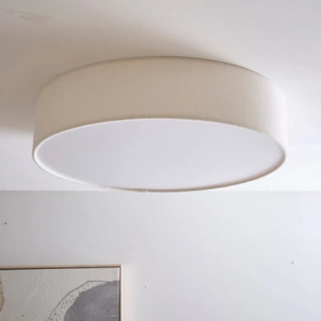 K Living Crete 45Cm 3 Light White Velvet Drum Shade