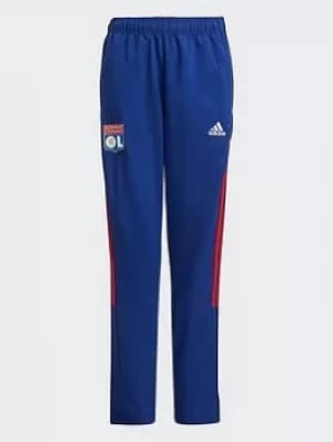 Boys, adidas Olympique Lyonnais Tiro Presentation Tracksuit Bottoms, Blue/Red, Size 9-10 Years