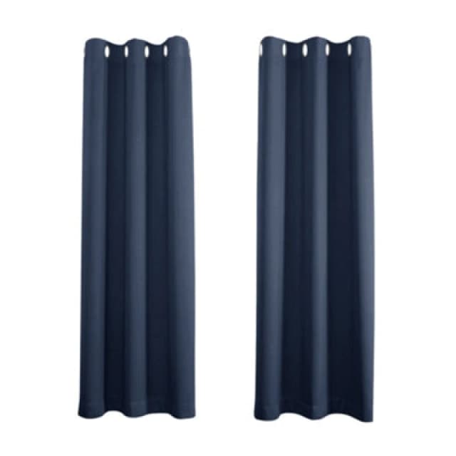 Happy Homewares Cobalt Dusty Blue Blackout Thermal Eyelet Curtains - 46 X 63" Drop - 2 Panel
