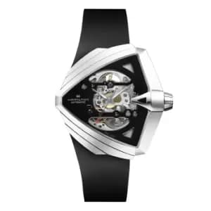 Hamilton Ventura XXL Skeleton Automatic Black Dial Black Rubber Strap Mens Watch H24625330