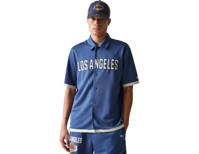 New Era Nba Snap Button Los Angeles Lakers Shirt Blue XL