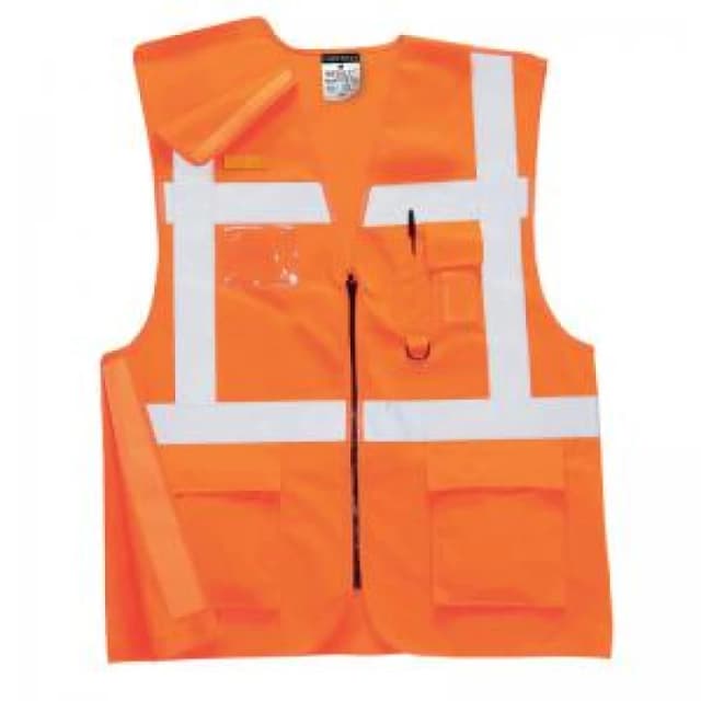 Portwest Executive RIS Rail High Vis Vest RT26ORRL Colour: Orange