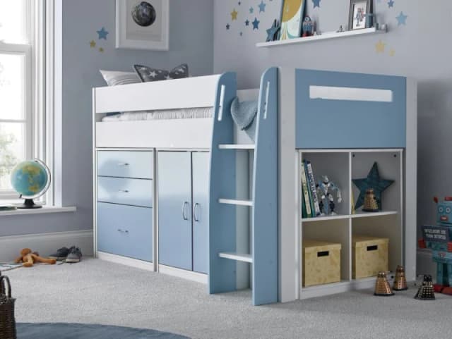 BEDMASTER Lacy Blue Storage Mid Sleeper Bed LABMSB