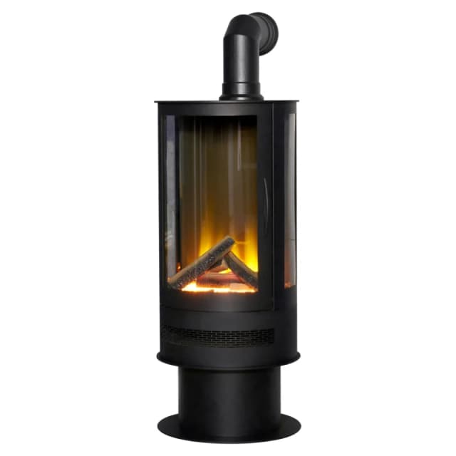 Acantha Fires & Fireplaces Acantha Orbit Cylinder Electric Stove with Angled Stove Pipe in Black Unisex