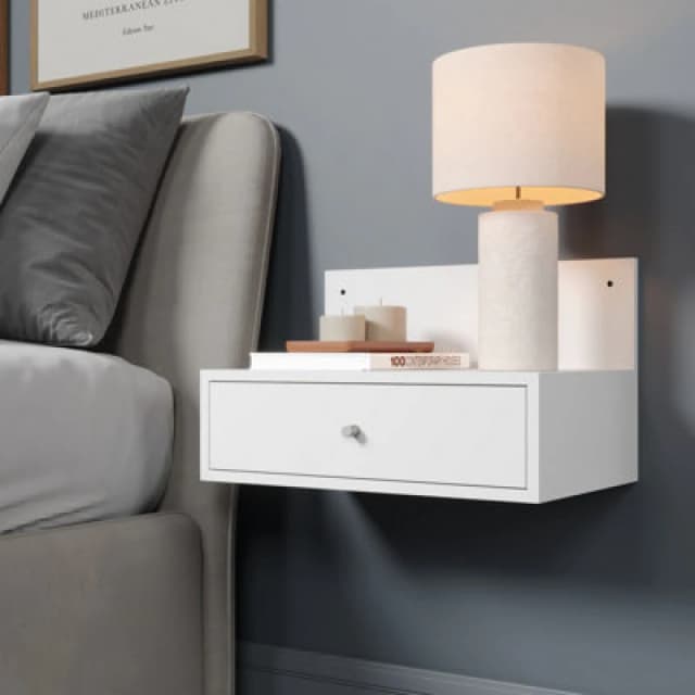 Core Kelly Set of 2 Wall Hanging White Bedside Table
