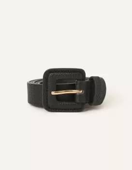 Accessorize Womens Square Buckle Belt Black, Size: M