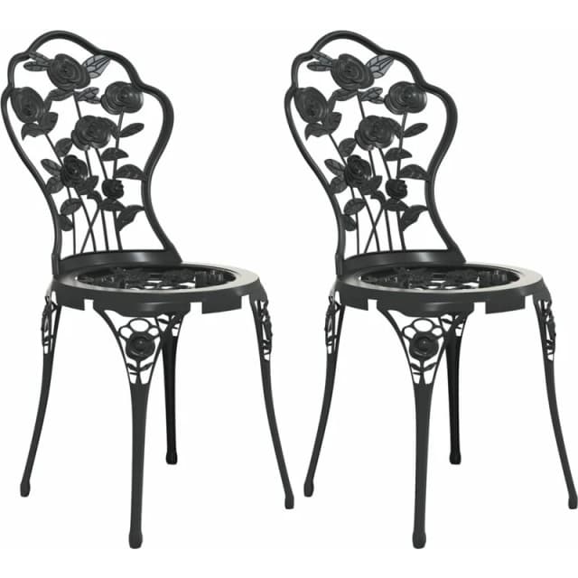 VIDAXL Bistro Chairs 2 pcs Cast Aluminium Black Vidaxl 8720286722633