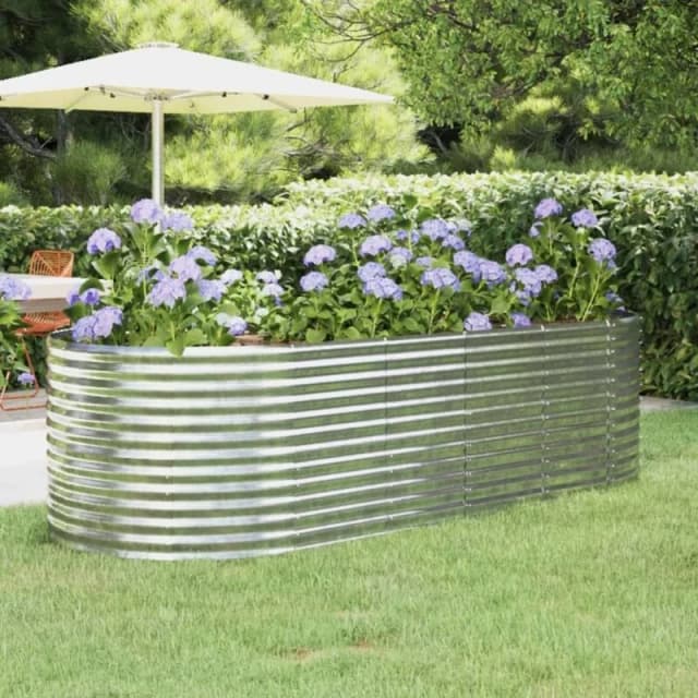 vidaXL Garden Raised Bed Powder-coated Steel 249x100x68cm Silver 319067