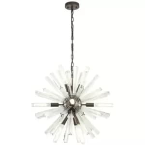 Luminosa 10 Light E14, Round Pendant Brown Oxide , Clear Glass