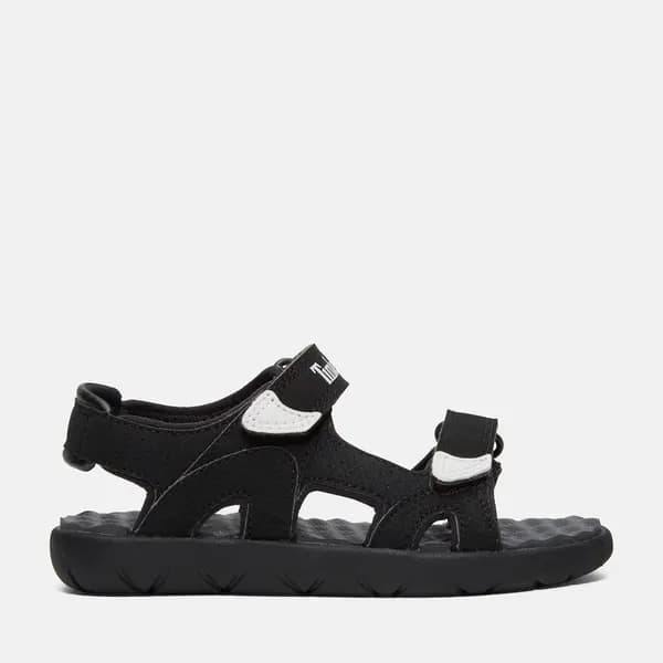 Timberland Perkins Row 2-strap Sandal For Junior In Black Kids, Size 4