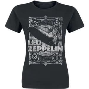 Led Zeppelin - Vintage Print LZ1 Ladies Large T-Shirt - Black