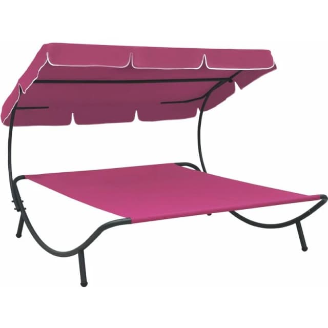 VIDAXL Outdoor Lounge Bed with Canopy Pink Vidaxl 8720286137550