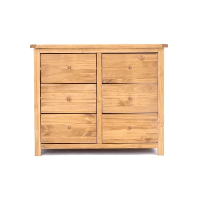 Cabinet Bits Lugo 6 Drawer Chest of Drawers Wood Knob in Light Brown Light Brown Unisex