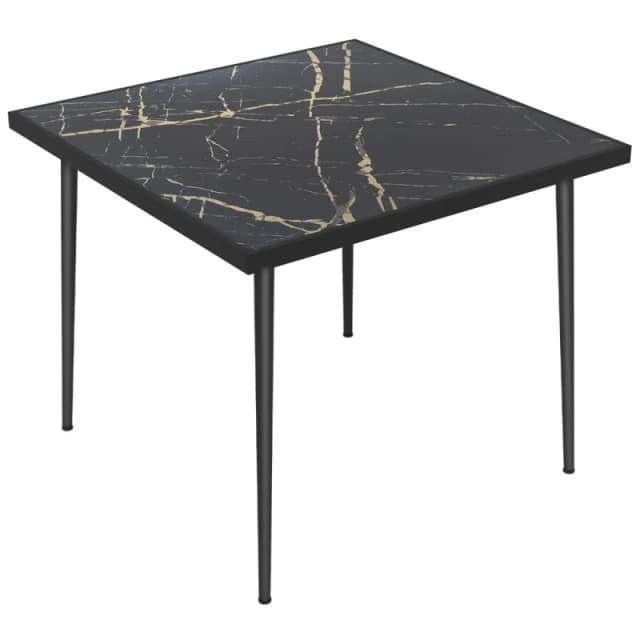 Outsunny Square Dining Table w/ Marble Effect - Black 84G-346V00BK