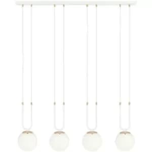 Emibig Glam White Globe Bar Pendant Ceiling Light with White Glass Shades, 4x E14
