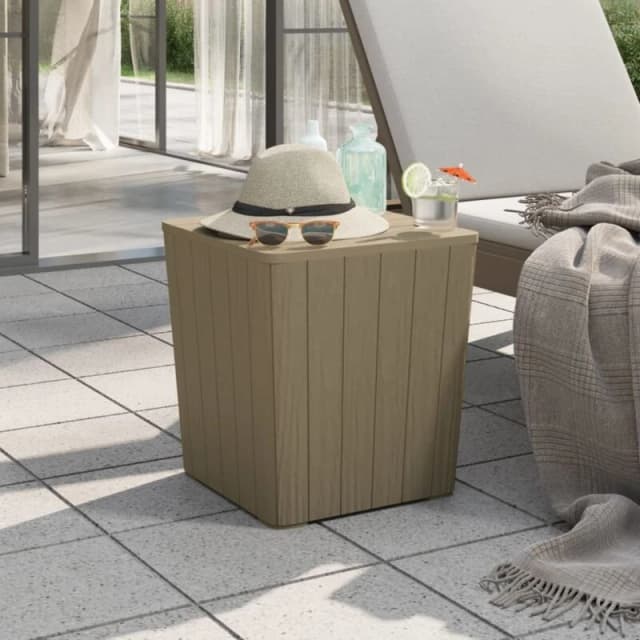 JINLEFU Garden Table with Removable Lid Light Brown Polypropylene vidaXL JRVDZX-364153_DE