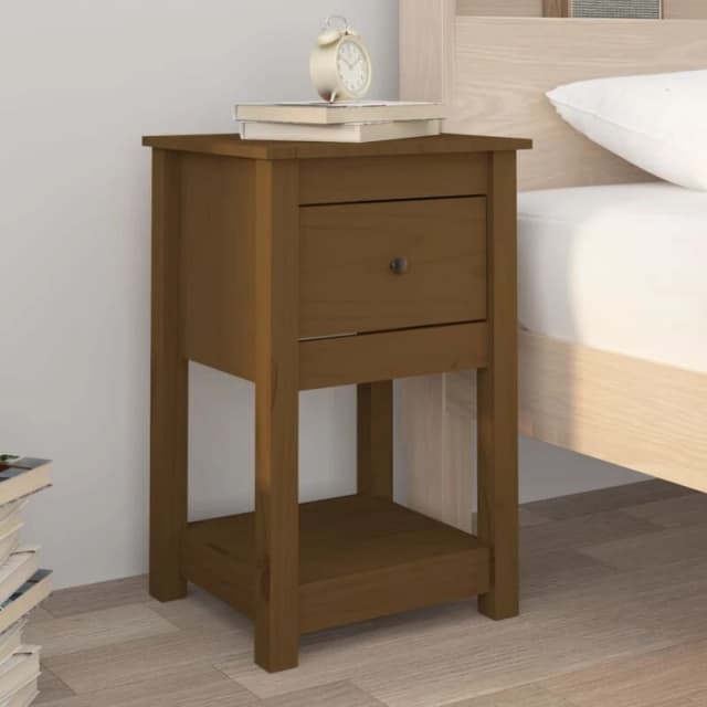 Vidaxl Bedside Cabinet Honey Brown 40X35X61.5cm Solid Wood Pine, Brown 821735