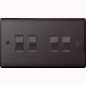 BG Nexus Metal Black Nickel 4 Gang 2 Way Rocker Switch 10A - NBN44
